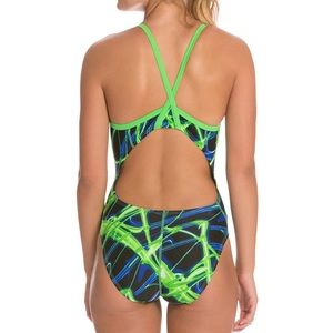 Waterpro Lightning Thin Strap One Piece Swimsuit Size 24